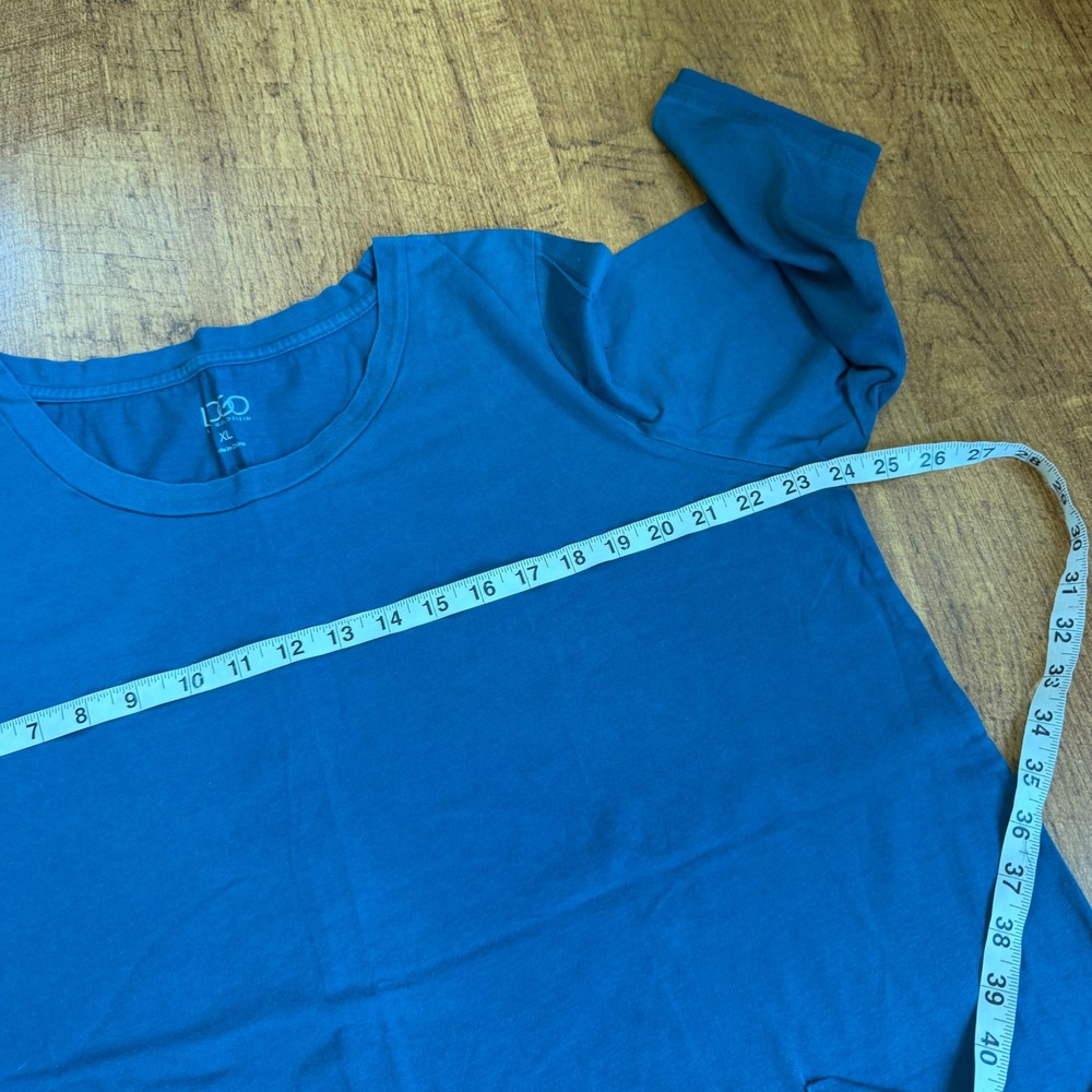 LOGO Lori Goldstein Tunic Women XL Teal 3/4 Sleeve Pocket A203821 Layered Hem - Picture 9 of 10